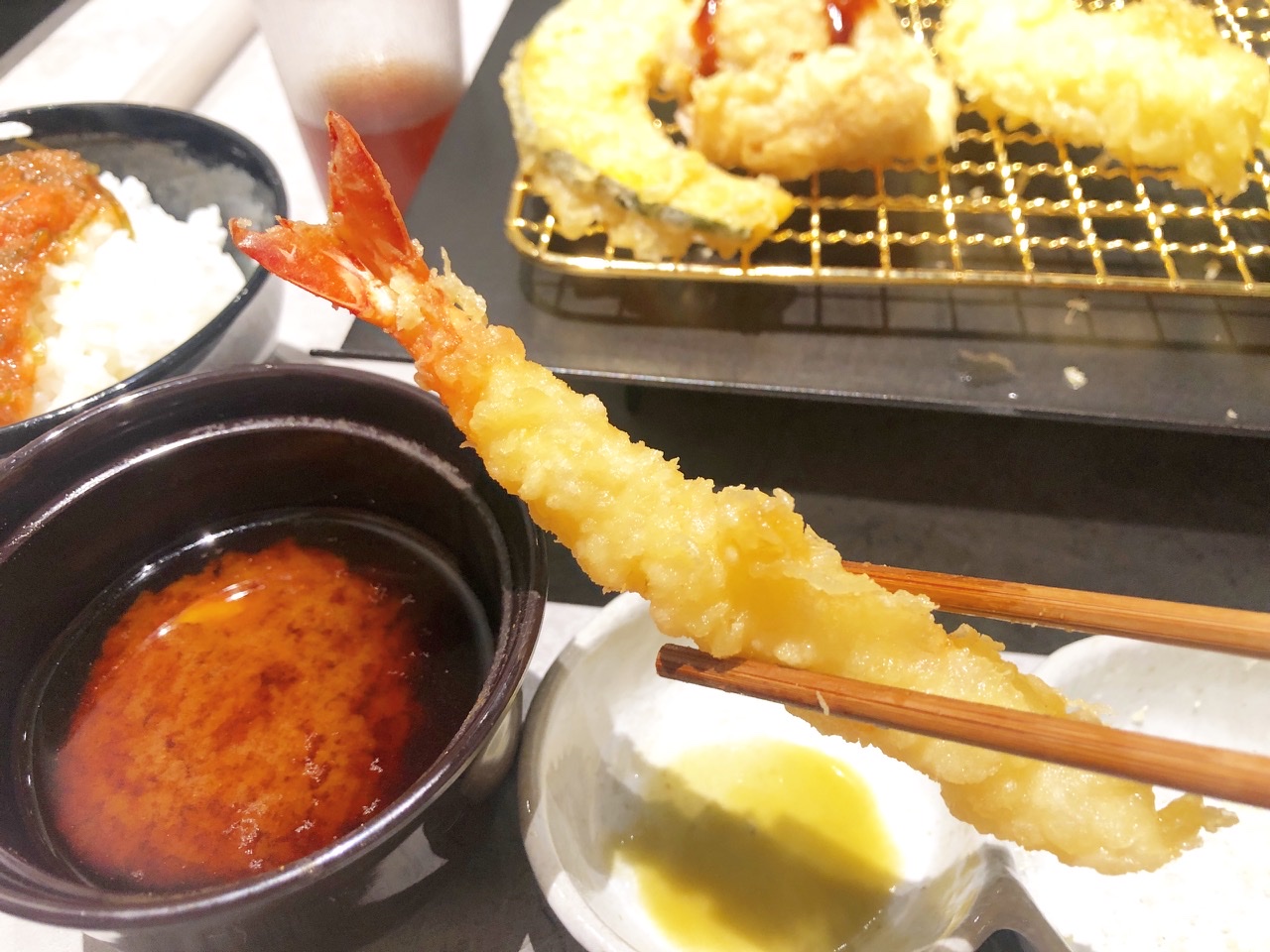 亀島｜ノリタケの森に来たらここ！明太子食べ放題付き♪コースのような揚げたて天ぷら定食