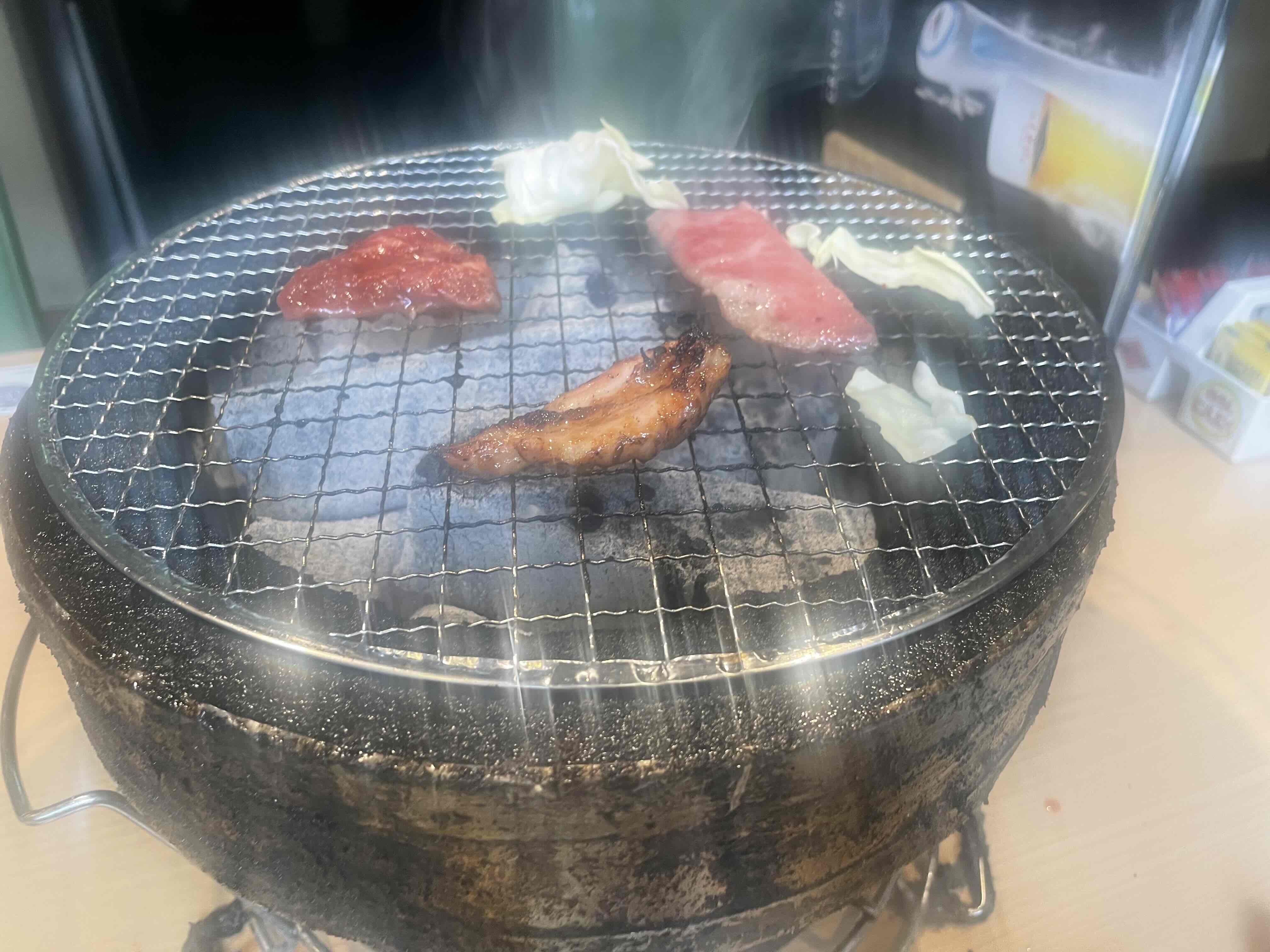 焼いているところ